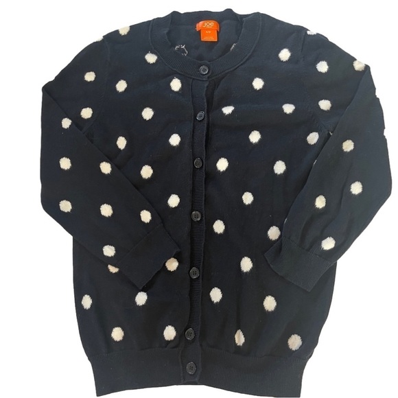 JOE Fresh Cardigan Polka Dot Sweater Navy with White Dots Small - Picture 1 of 5